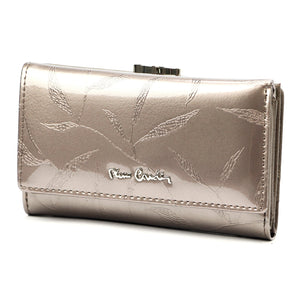 Pierre Cardin 02 LEAF 108 pilka natūralios odos piniginė popiel