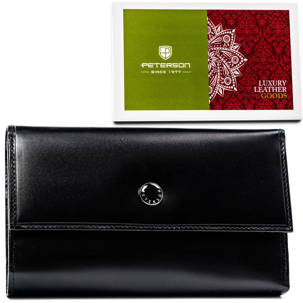 Melns sieviešu dokumentiem paredzēts maks ar RFID identifikāciju - Peterson D1930