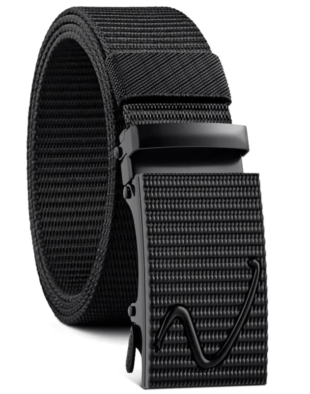 Melna vīriešu elastīga josta ar automātisku bikšu sprādzi D145