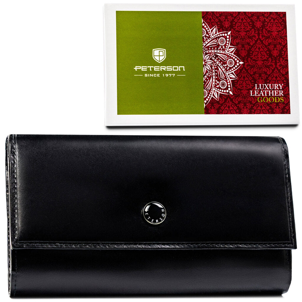 Melns sieviešu ādas maks ar RFID identifikāciju - Peterson D1929