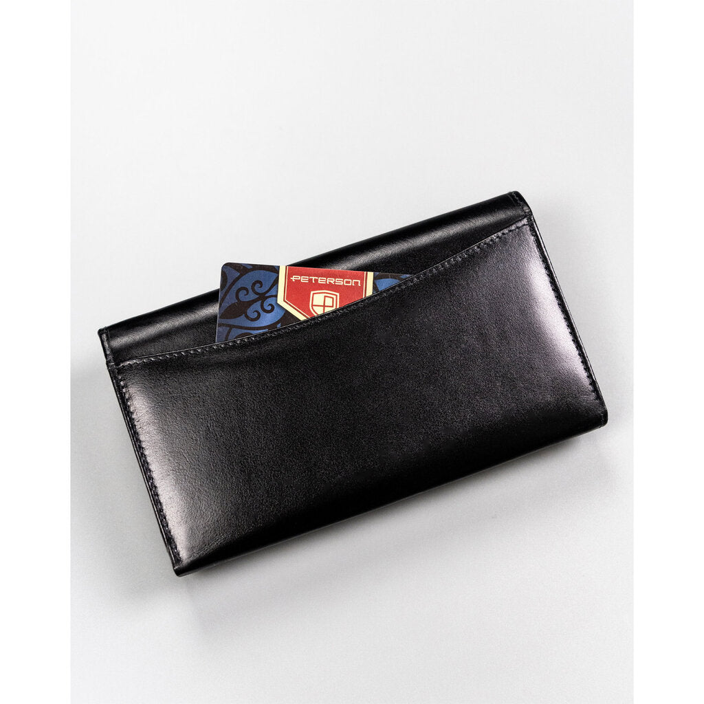 Melns sieviešu ādas maks ar RFID identifikāciju - Peterson D1929