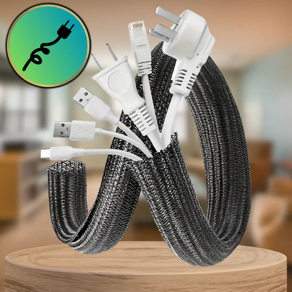 Kabeļu organizators, 1 m, melns