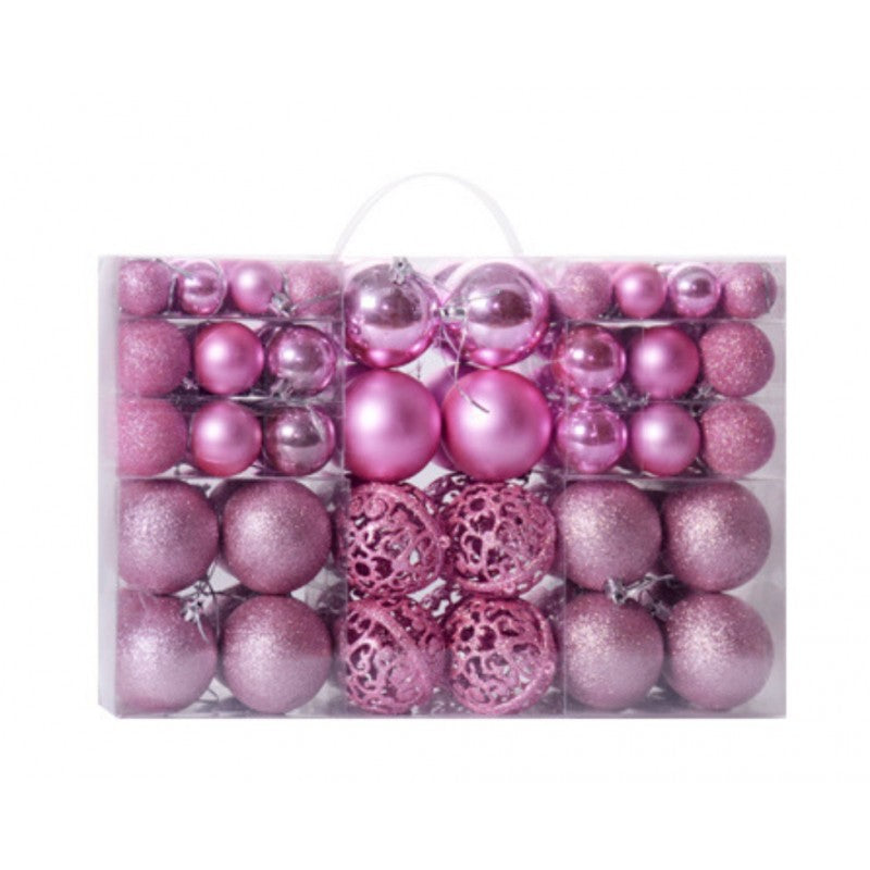 Ziemassvētku eglīšu rotājumi 100 gab. V8, rozā