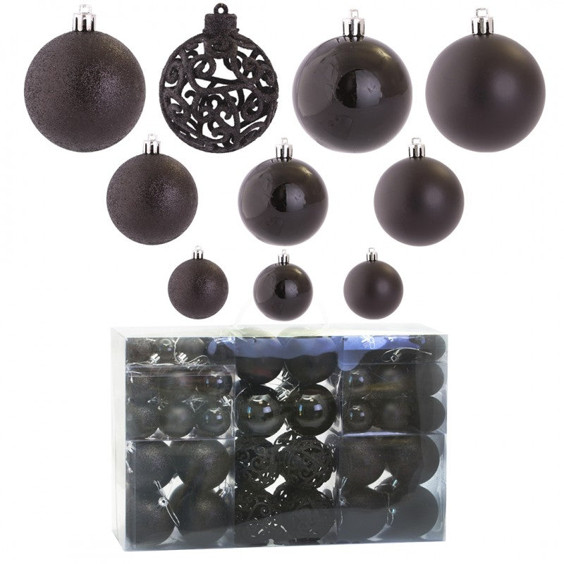 Ziemassvētku eglīšu rotājumi 100 gab. V9, melni