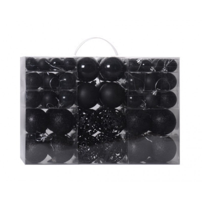Ziemassvētku eglīšu rotājumi 100 gab. V9, melni