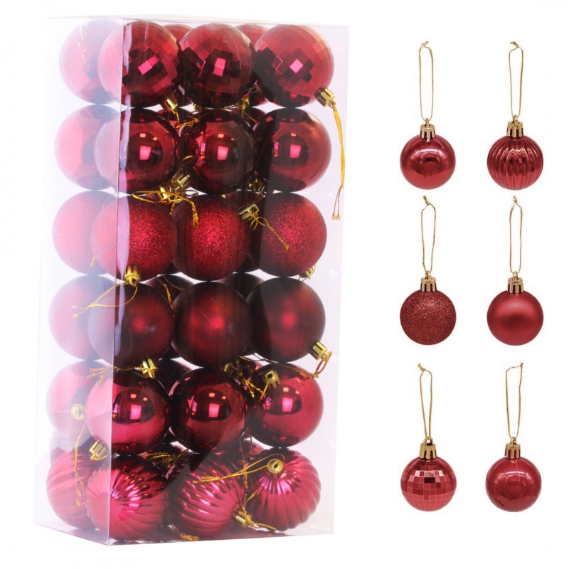 Ziemassvētku eglītes rotājumi 36 gab. V2, sarkani