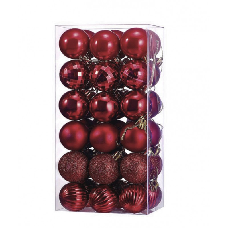 Ziemassvētku eglītes rotājumi 36 gab. V2, sarkani