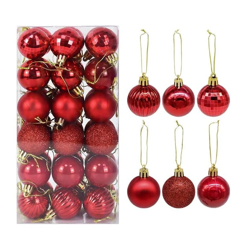 Ziemassvētku eglītes rotājumi 36 gab. V4, sarkani