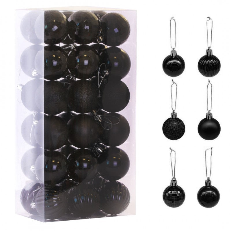 Ziemassvētku eglītes rotājumi 36 gab. V6, melni