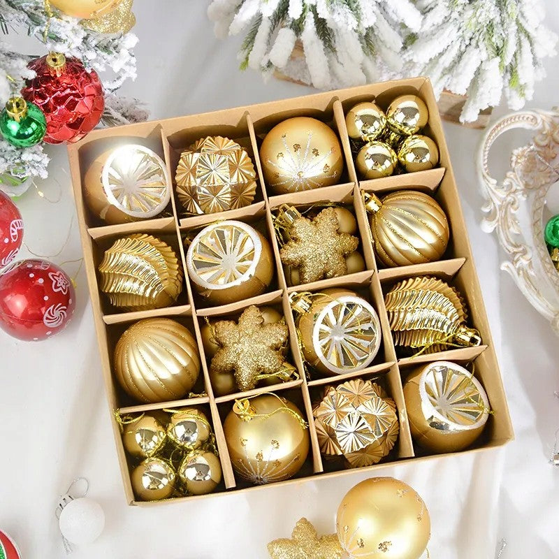 Ziemassvētku eglītes rotājumi 40 gab. V1, zelta krāsā