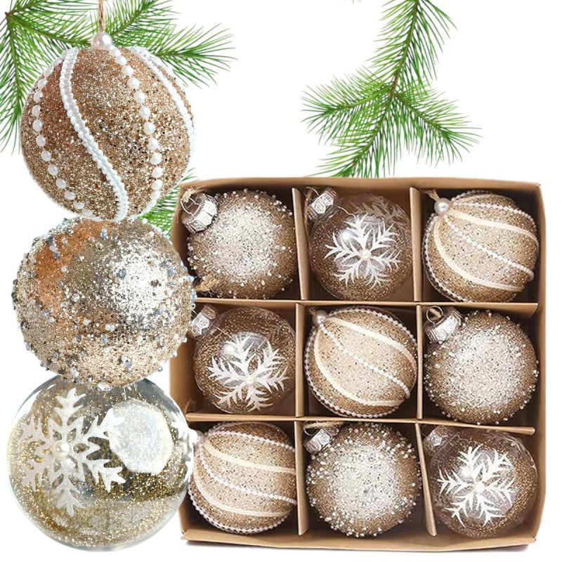 Ziemassvētku eglītes rotājumi 9 gab. S4, zelta krāsā