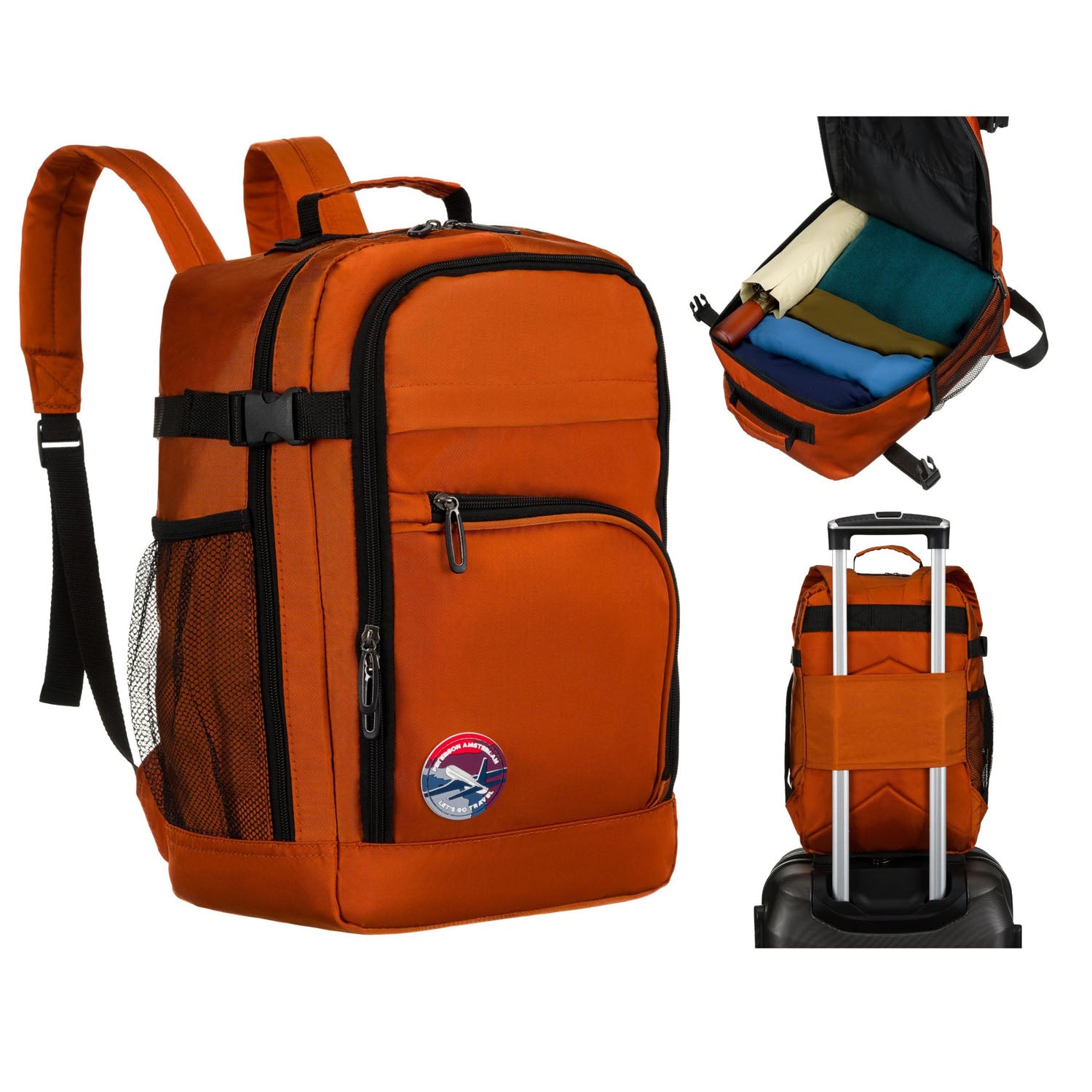 Ceļojumu mugursoma, oranža, poliesters