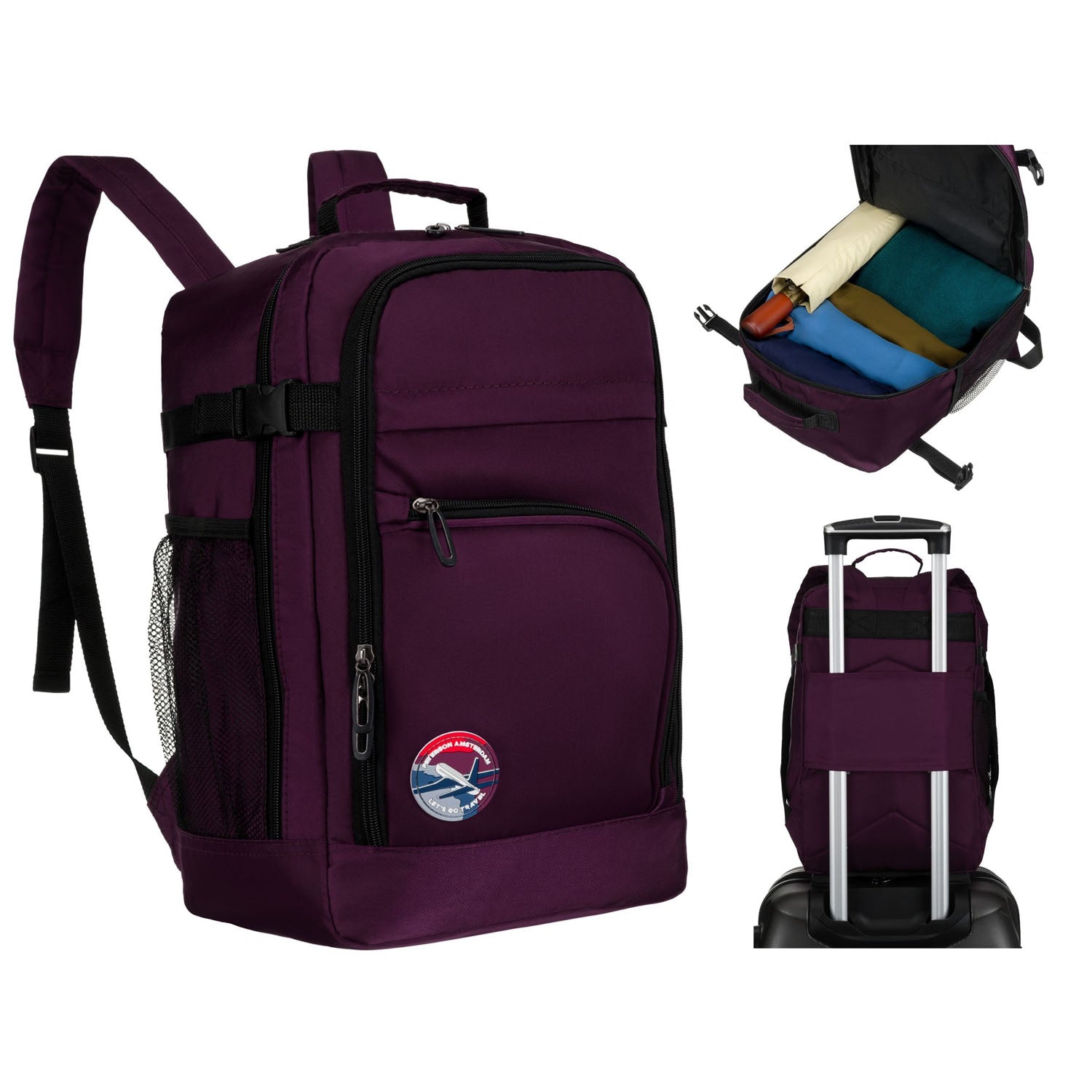 Ceļojumu mugursoma, poliesters, violeta