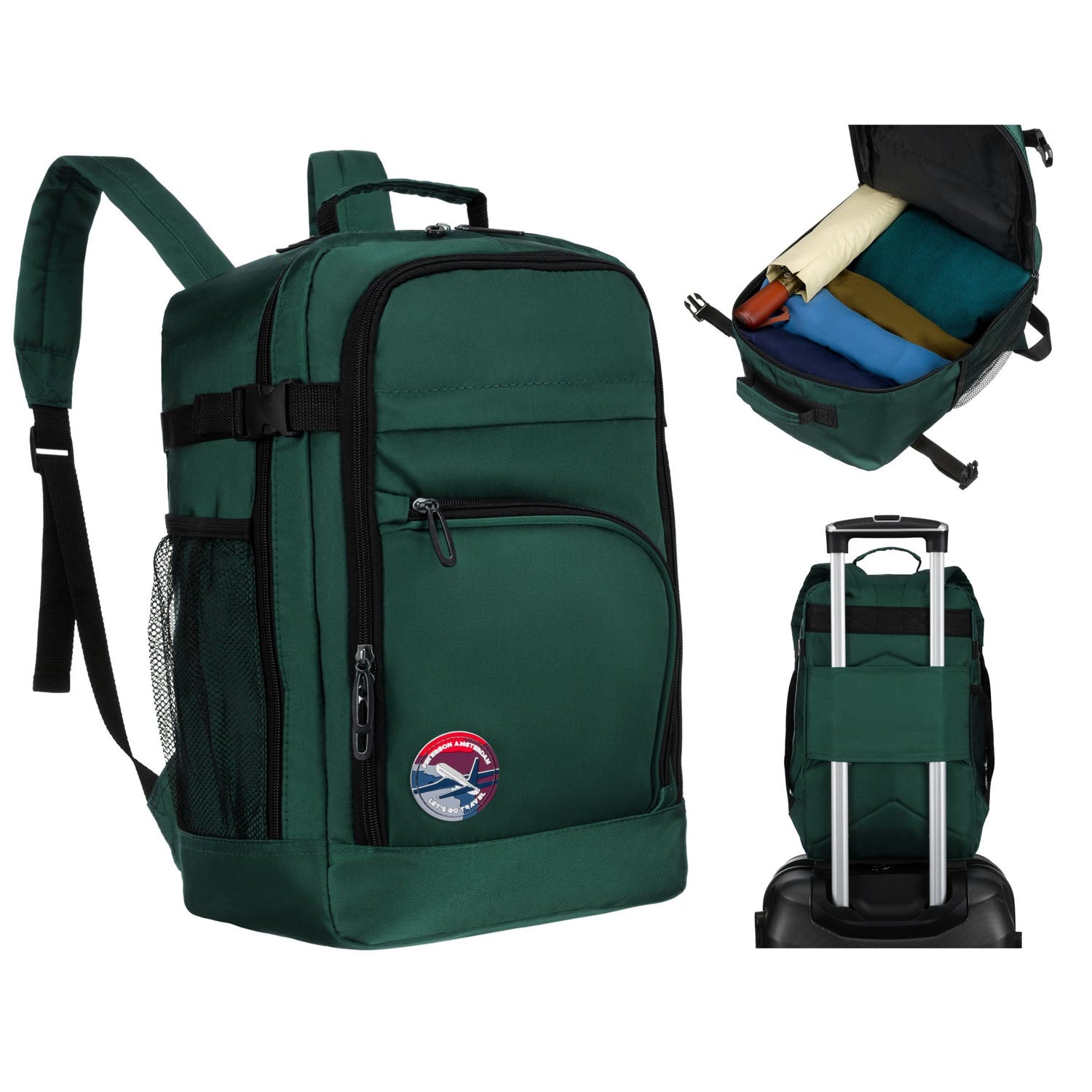 Ceļojumu mugursoma, tumši zaļa, poliesters