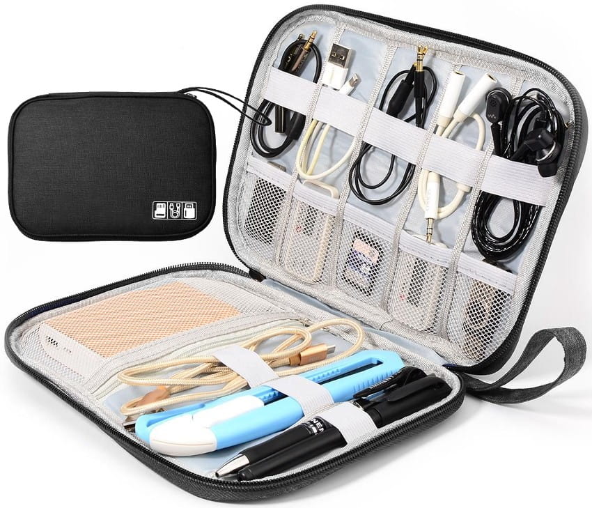 Ceļojumu maciņš kabeļiem un lādētājiem, melns