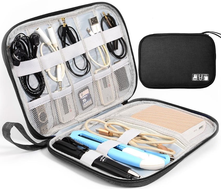 Ceļojumu maciņš kabeļiem un lādētājiem, melns