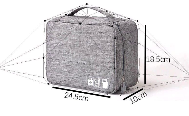 Ceļojumu soma kabeļiem, elektronikai E12, pelēka