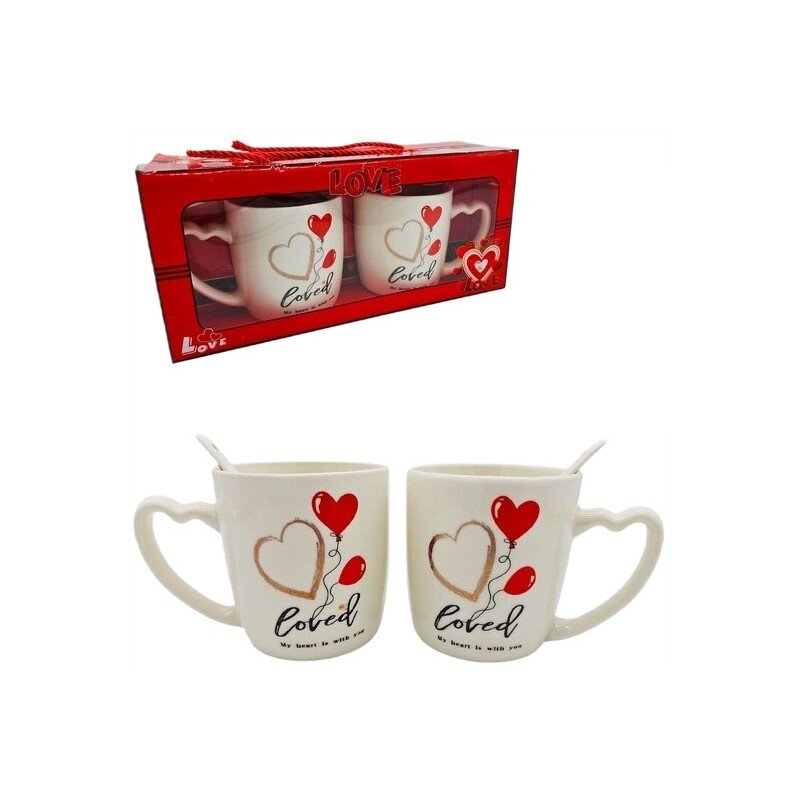 Keramikas krūzes ar Valentīndienas motīvu, 2 gab.