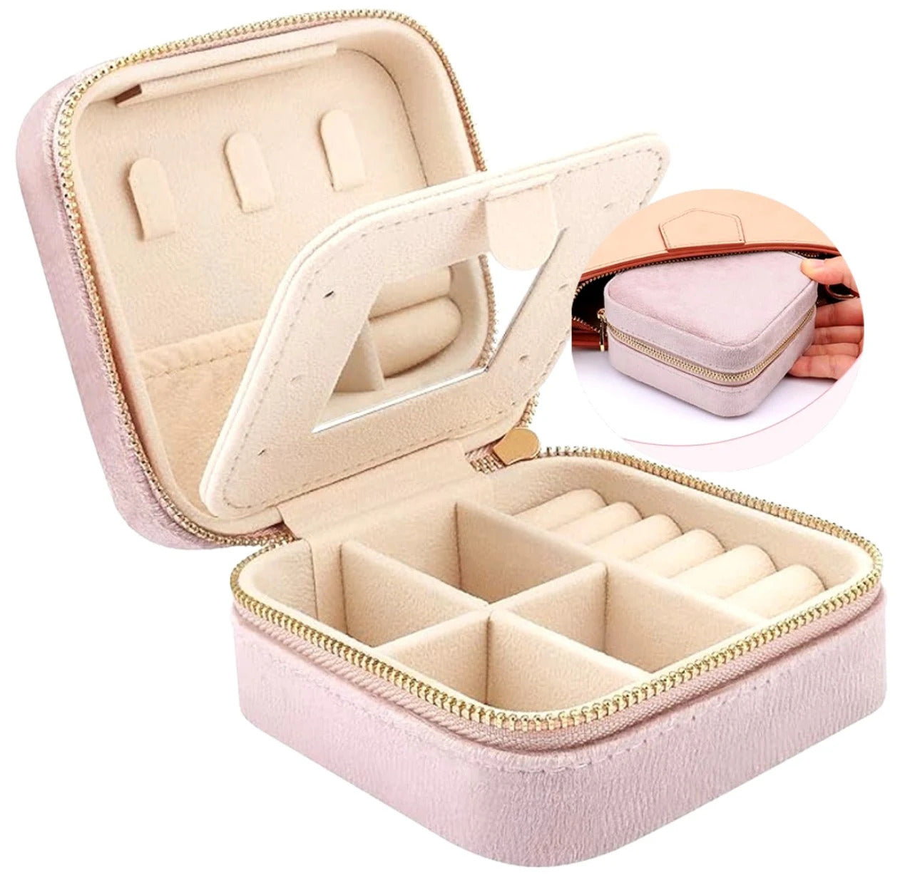 Kosmētikas rotaslietu kastīte FD127 rozā