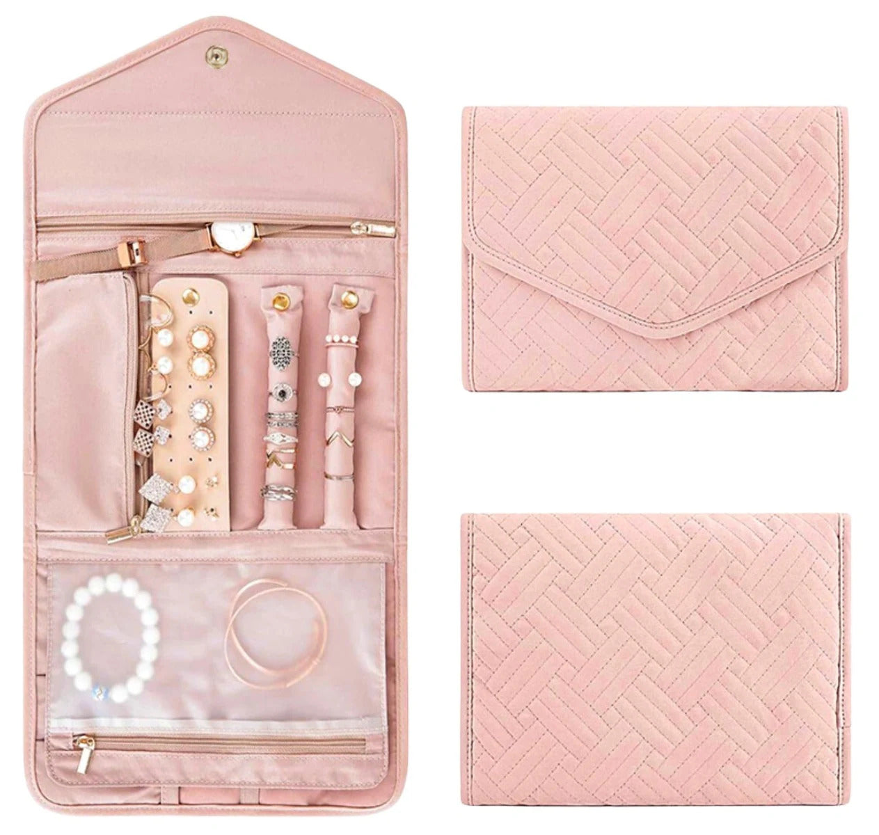 Kosmētikas rotaslietu kastīte FD128 rozā