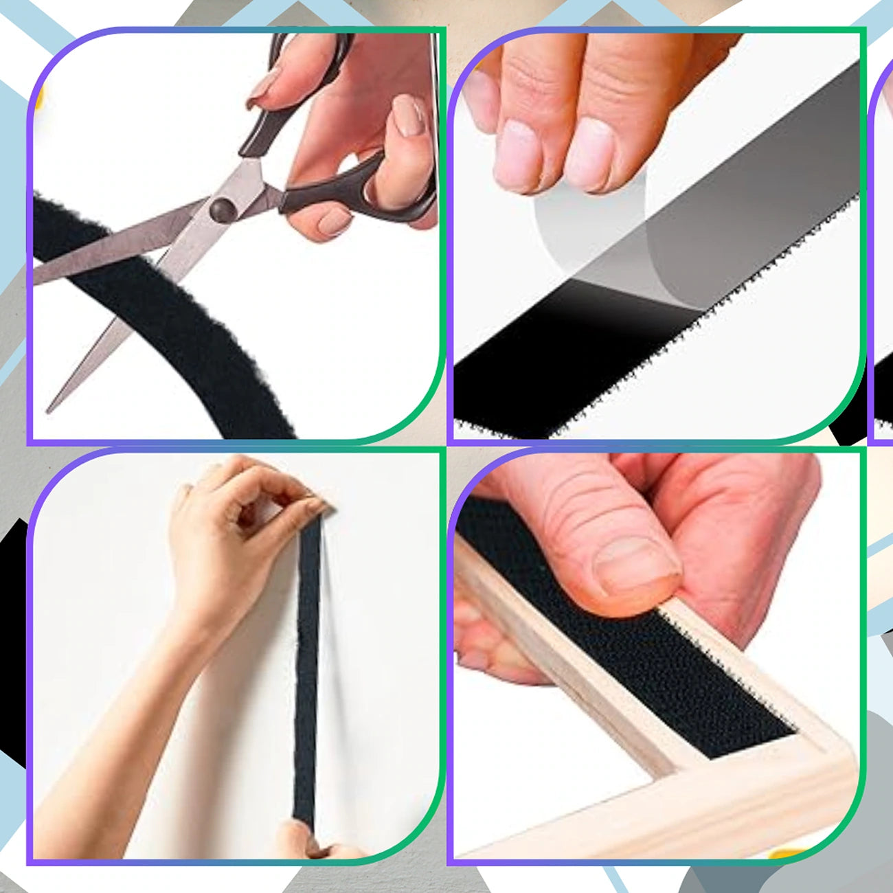 Līmlente, melna, 5 m, 2,5 cm, āķa un cilpas komplekts