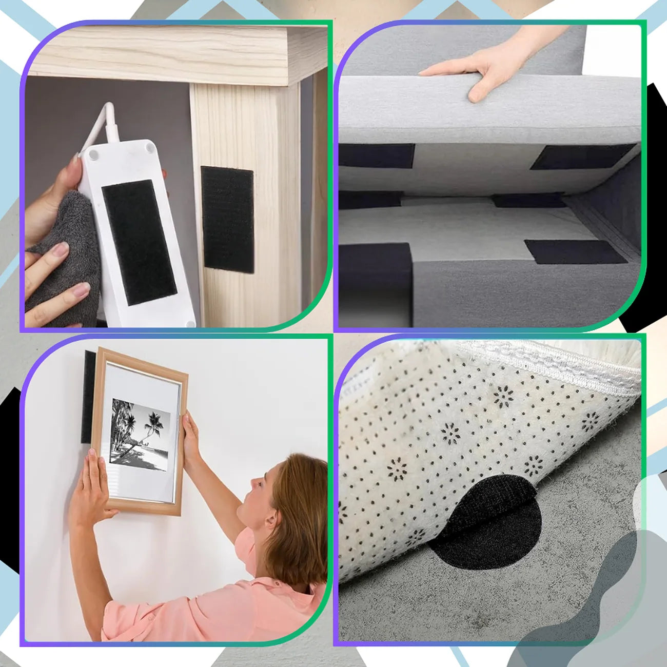 Līmlente, melna, 5 m, 50 mm, āķīši un cilpiņas.