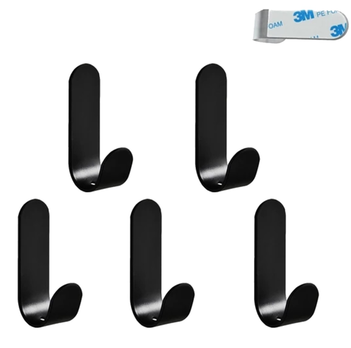 Līmējošie āķi, 5 gab. A110, melni