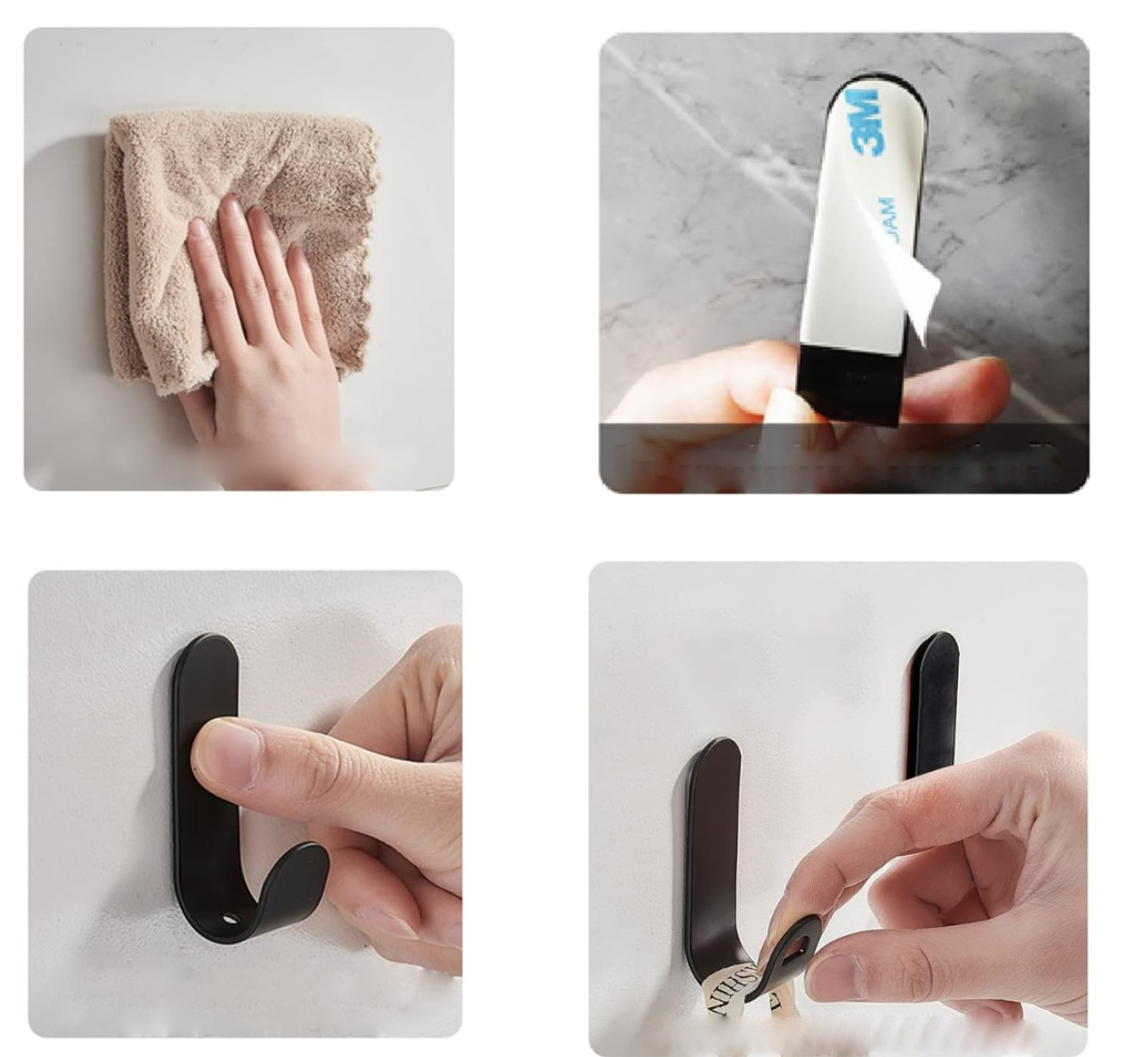 Līmējošie āķi, 5 gab. A110, melni