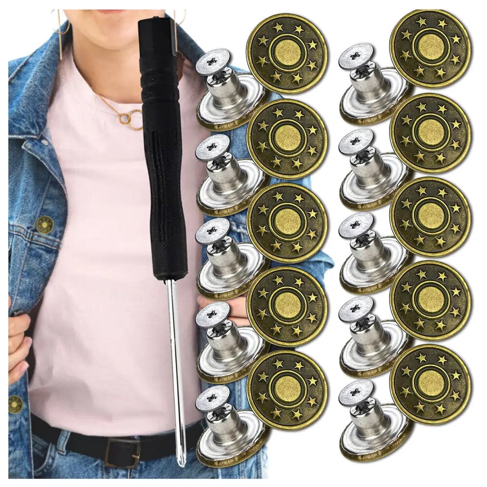 Metāla pogu komplekts biksēm, 10 gab.