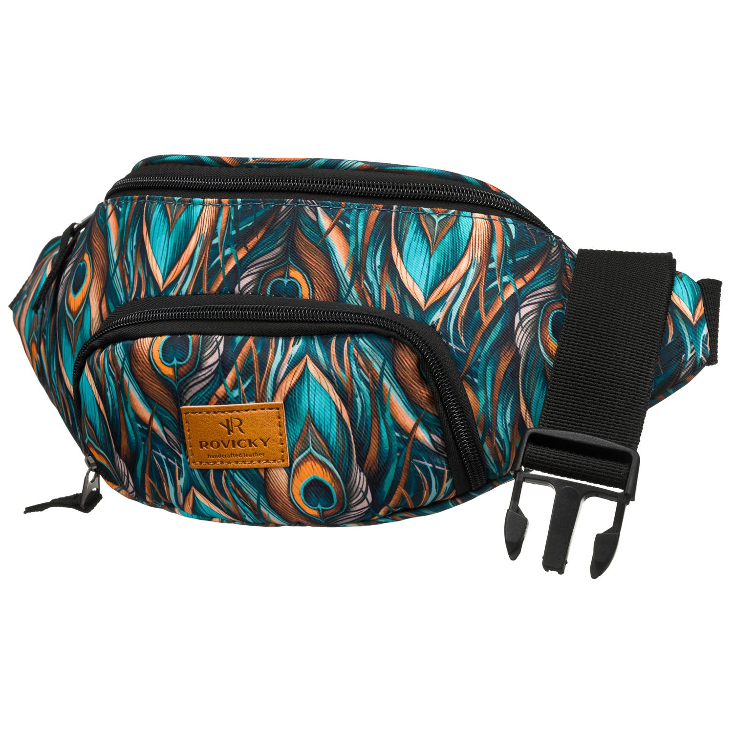 Sieviešu daudzkrāsaina rokassoma ar ārējo rāvējslēdzēja kabatu R586