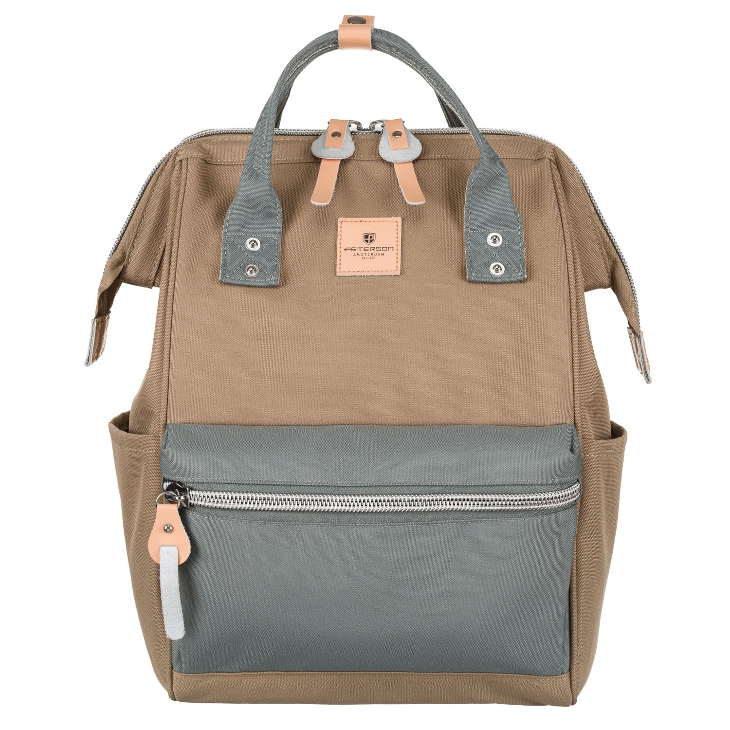 Sieviešu ceļojumu mugursoma, poliesters, divas krāsas, viens nodalījums, deviņas kabatas