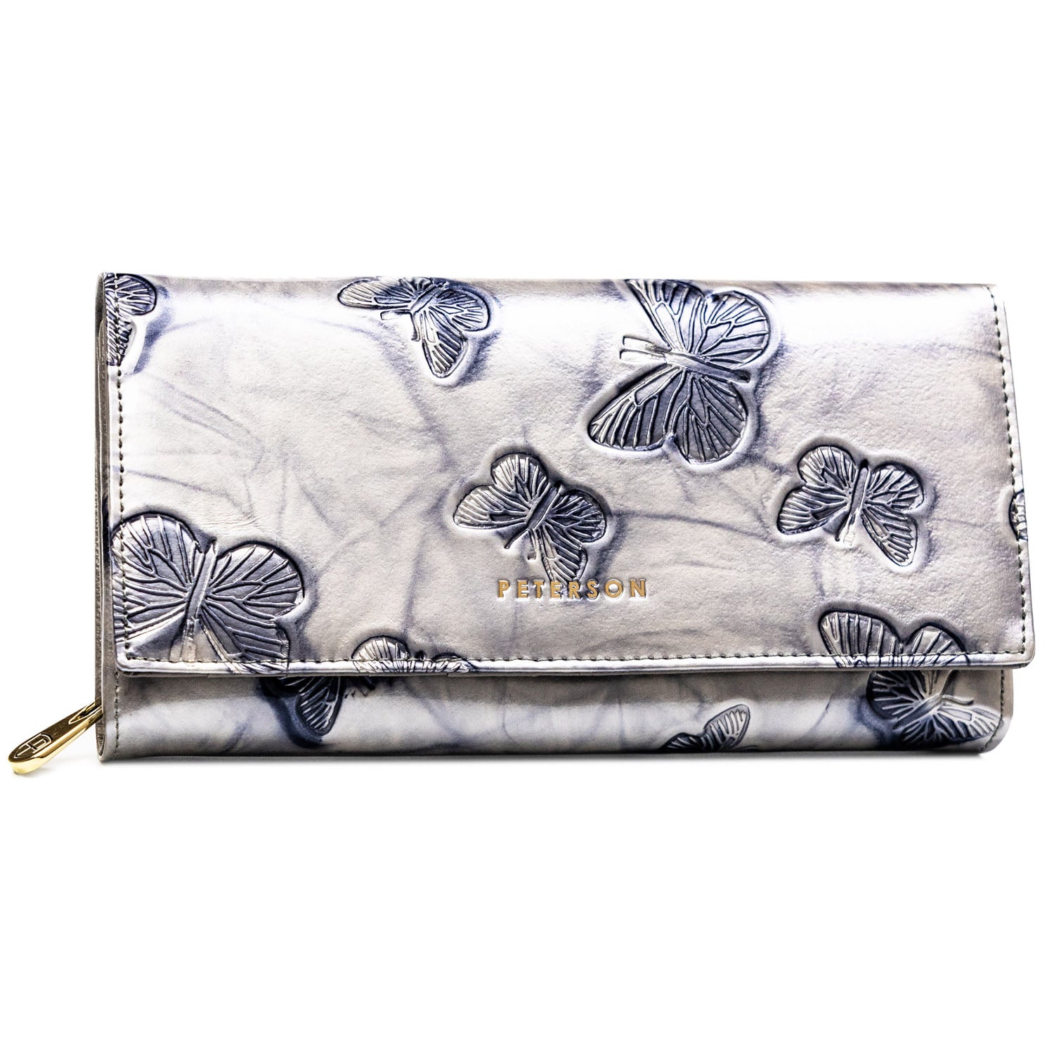 Sieviešu ādas maks, sudraba krāsā, ar aizdari D1798