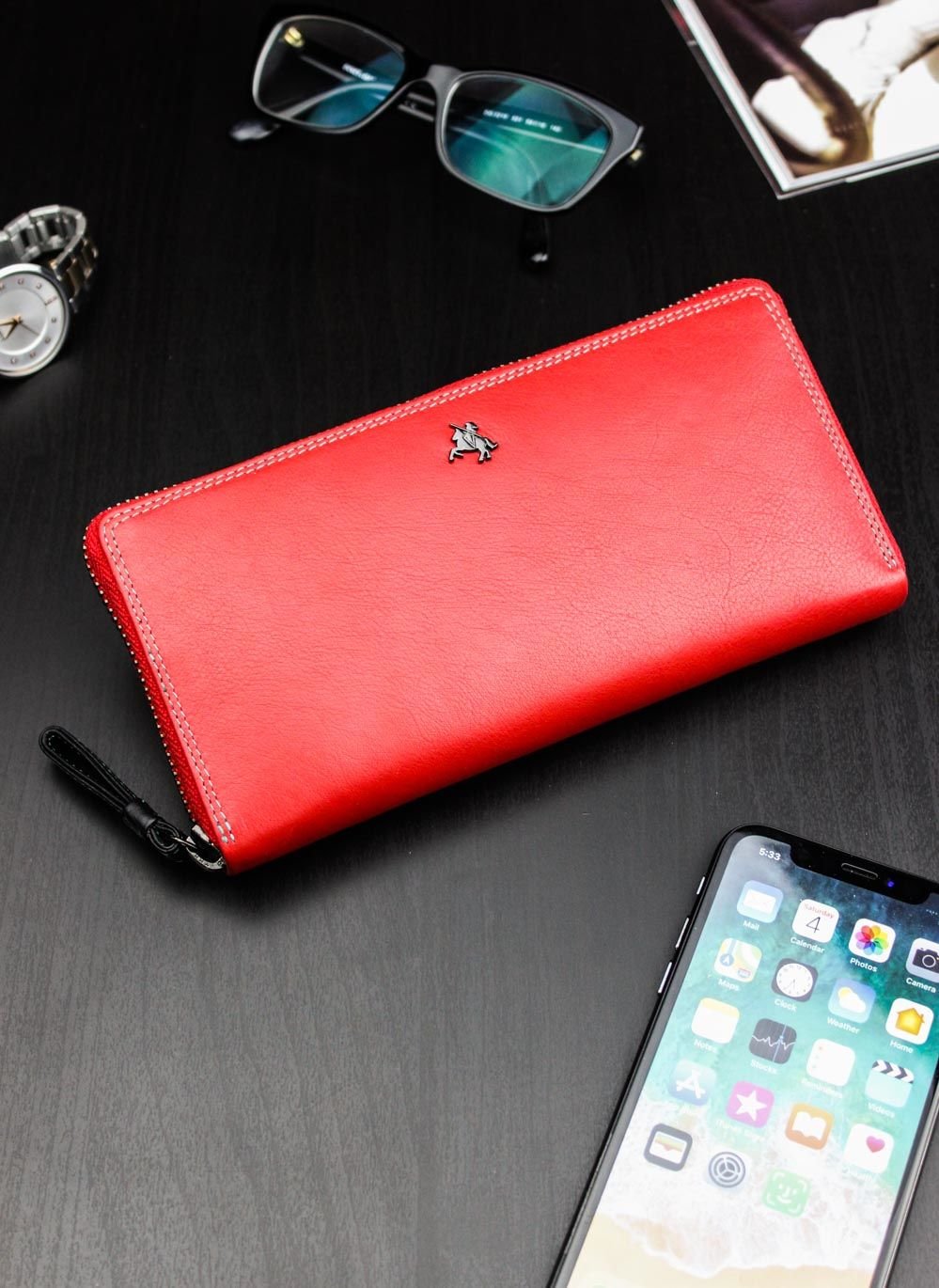 Sieviešu ādas maks Visconti SP79, sarkans D1818