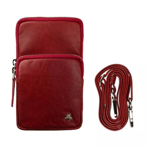 Sieviešu ādas rokassoma Visconti S-5, sarkana, ar regulējamu siksnu un divām ārējām kabatām
R544