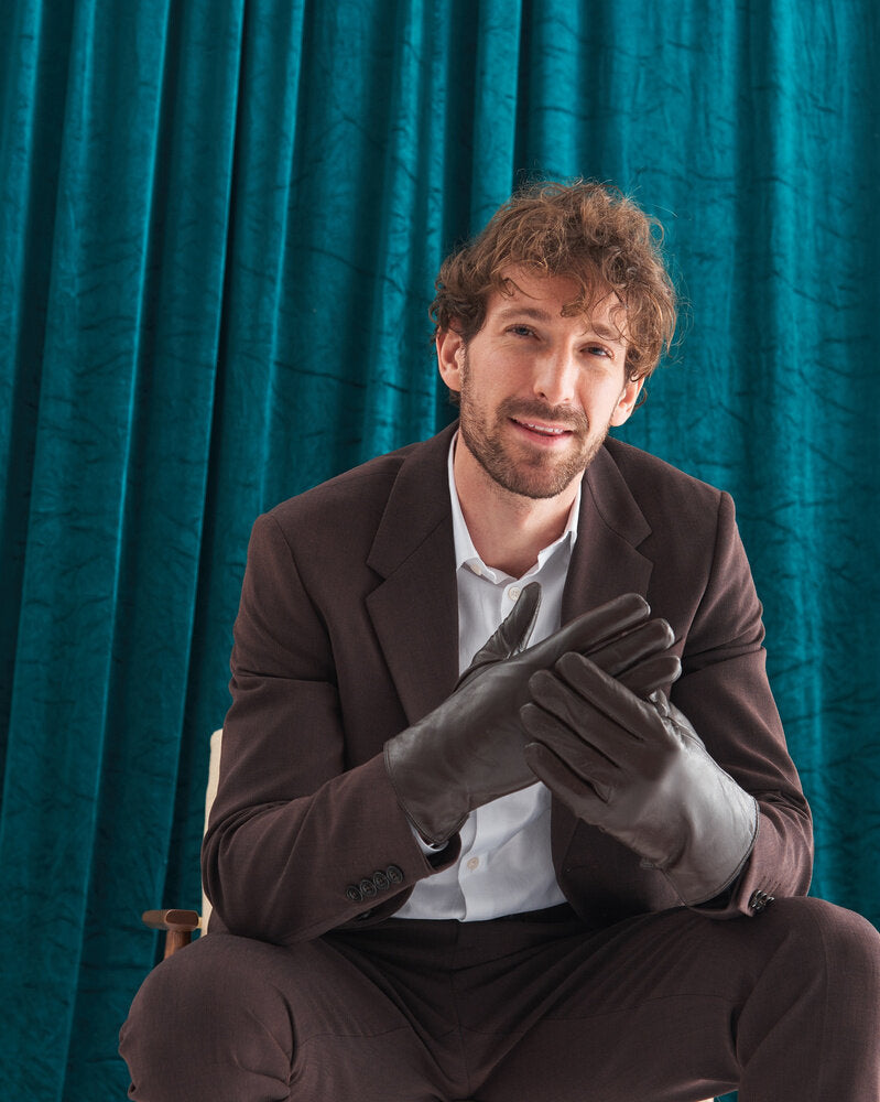 Vīriešu ādas cimdi M01, brūni