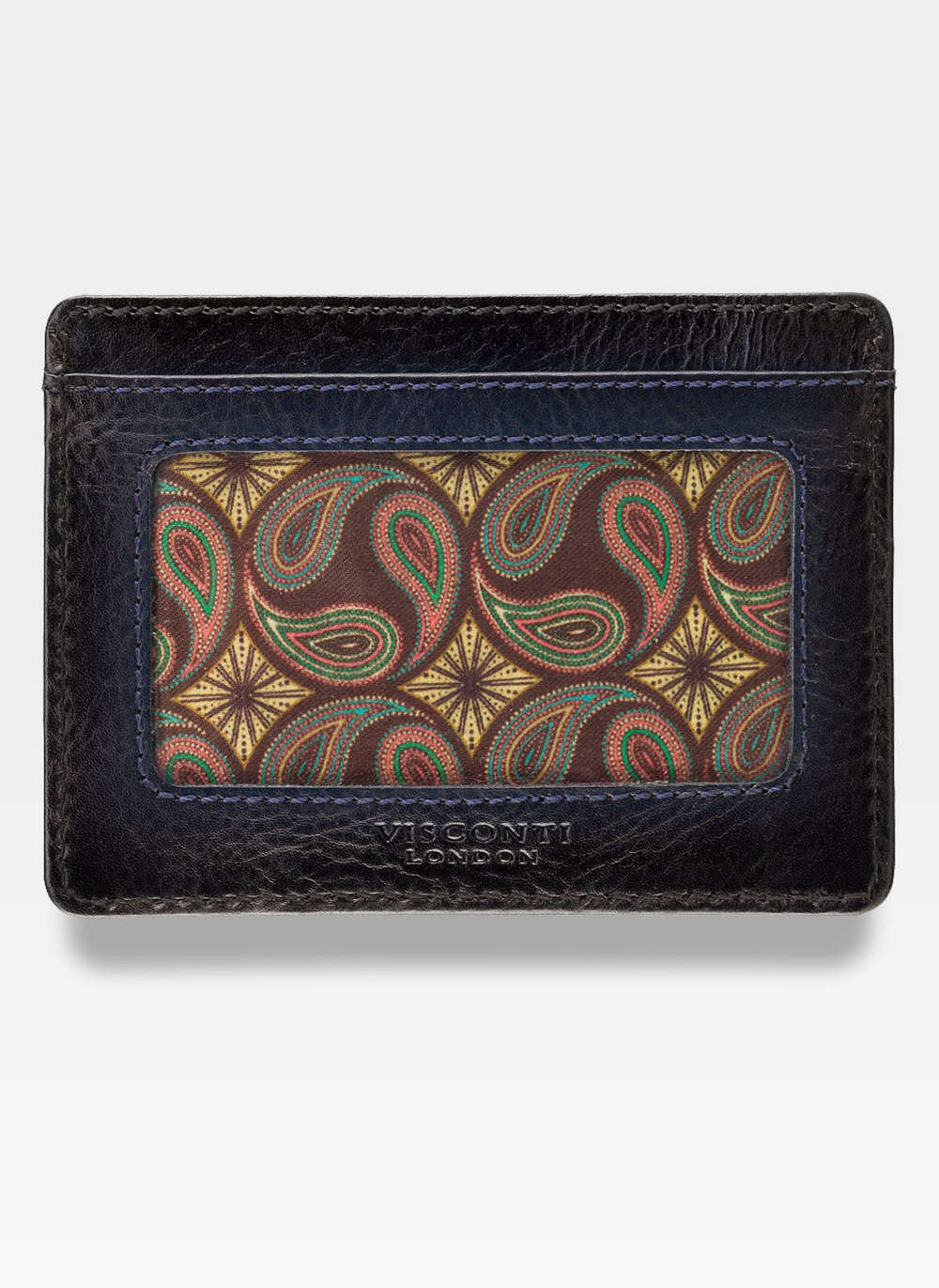 Ādas karšu maciņš Visconti AT67, zils S707