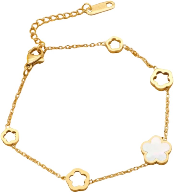 Apzeltīta ķirurģiskā tērauda aproce ar baltu ziedu