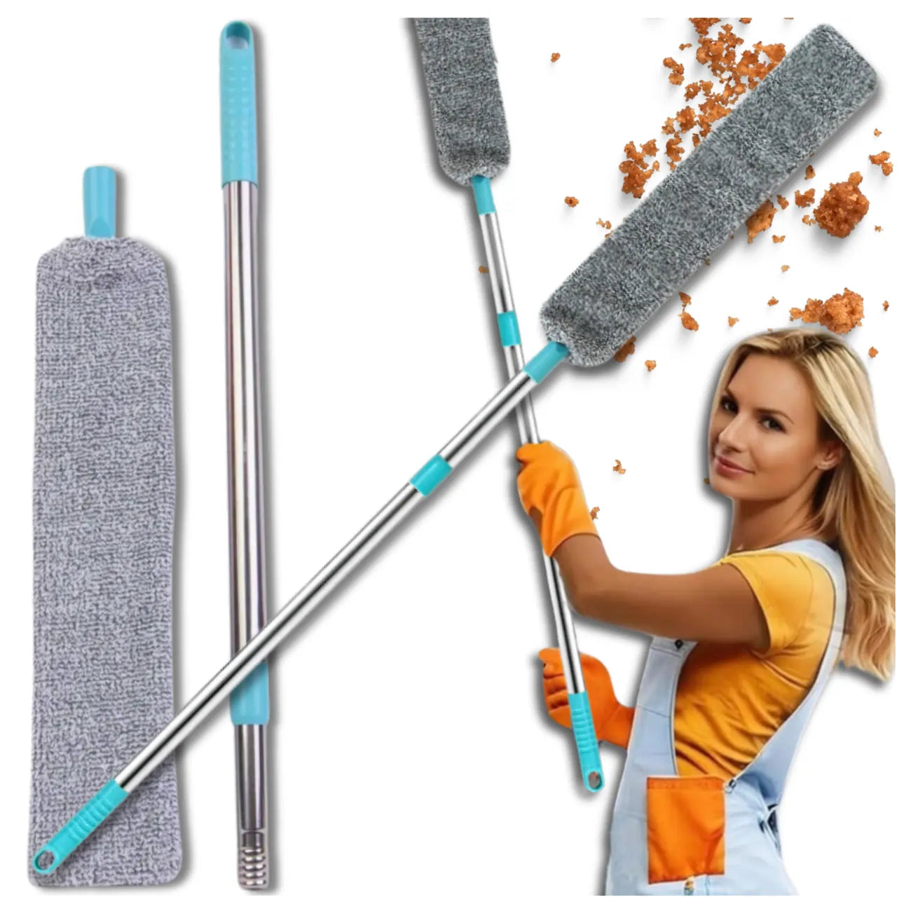 Plakana putekļu birste ar teleskopisku rokturi