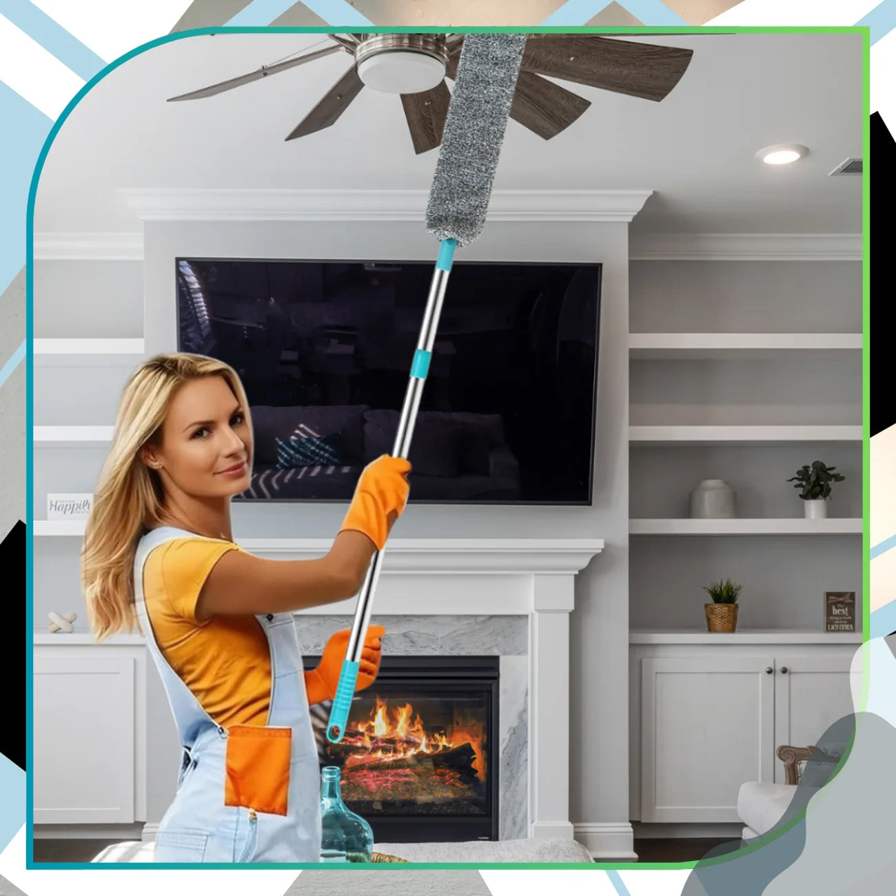 Plakana putekļu birste ar teleskopisku rokturi