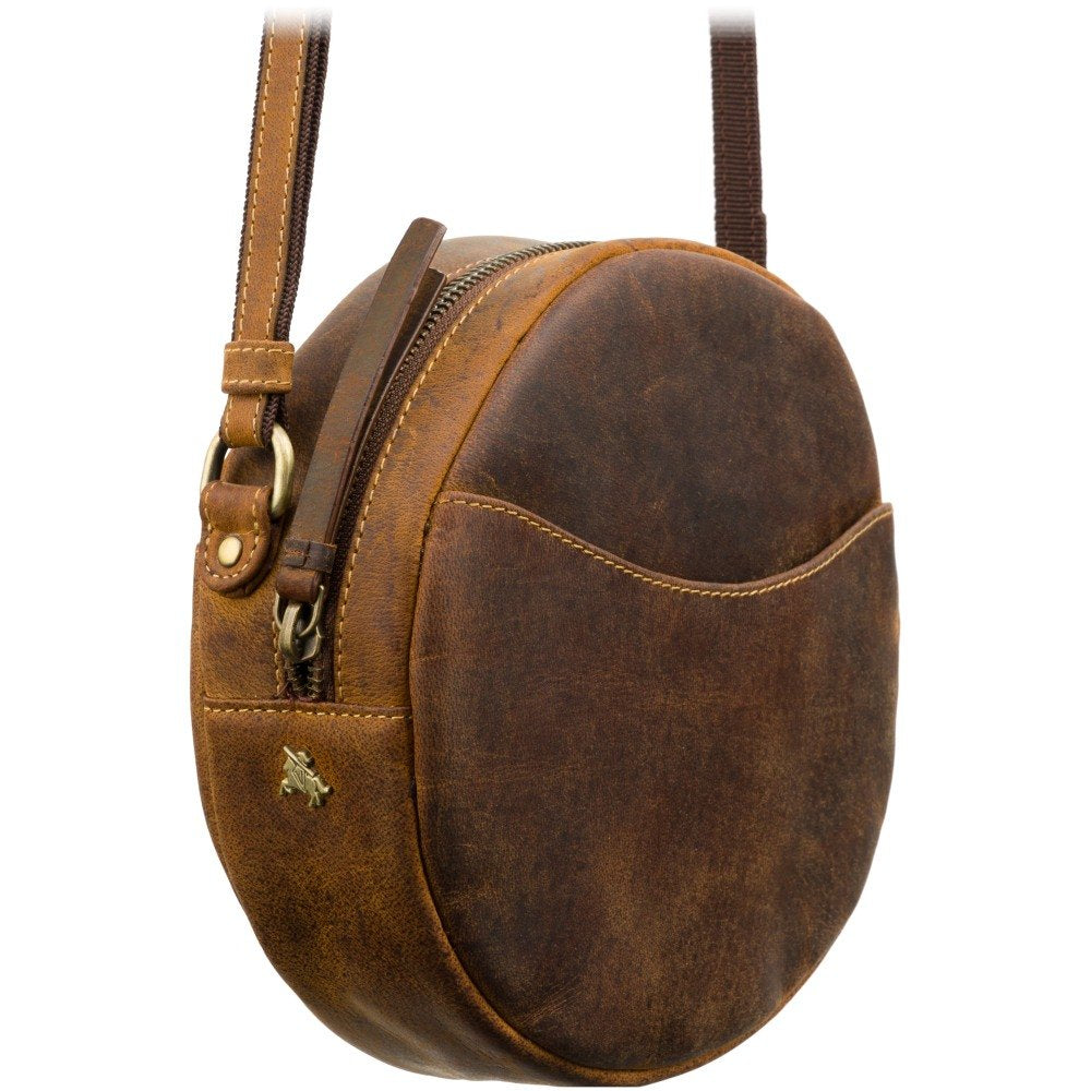 Sieviešu ādas apaļa rokassoma, Visconti S-43, brūna
N387