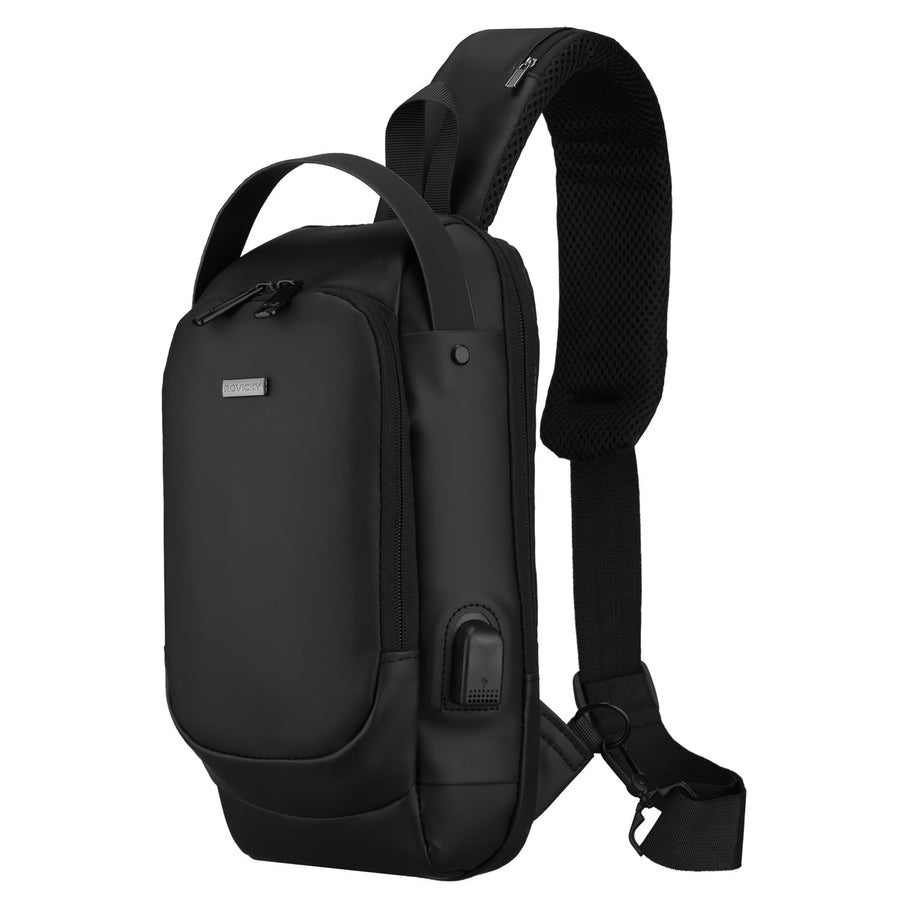 Vyriška juoda per petį nešiojama rankinė iš ekologiškos odos „Rovicky“ ST83