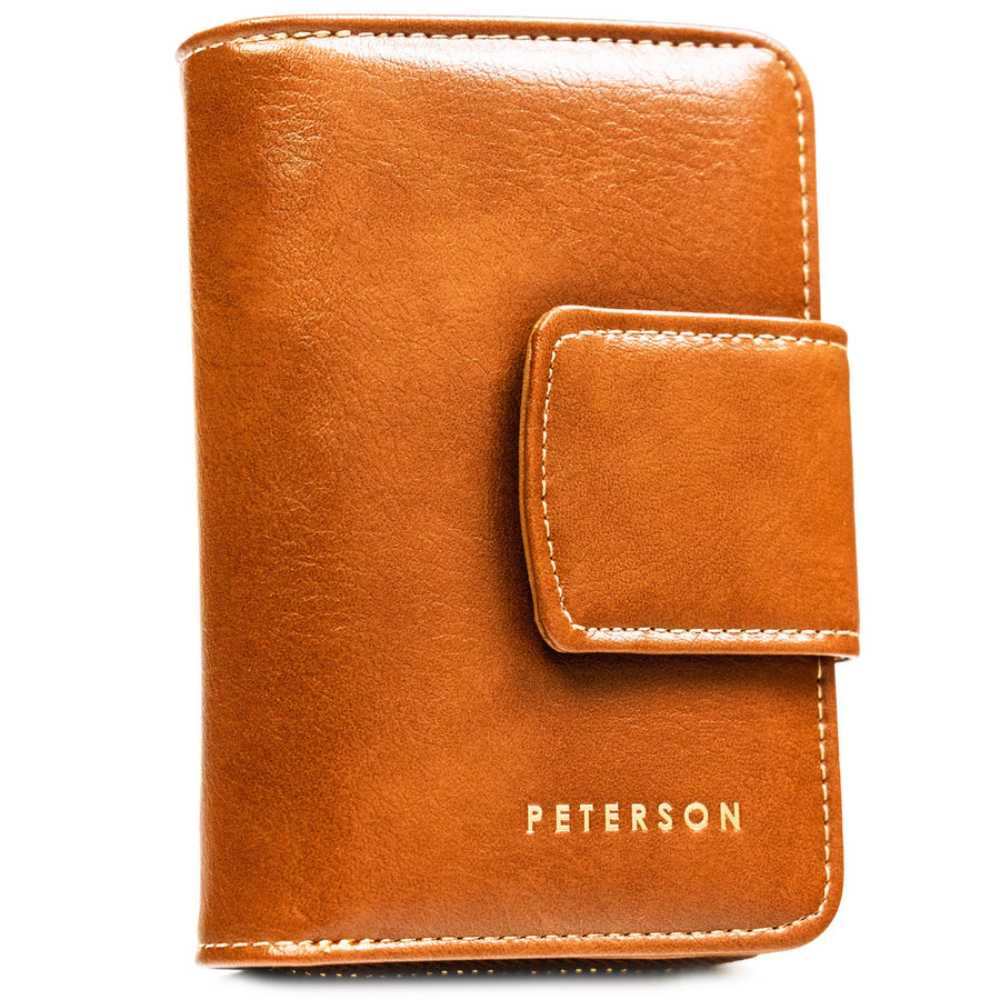 Elegants, brūns sieviešu maciņš no dabīgās ādas ar RFID aizsardzību, „Peterson“ ST28