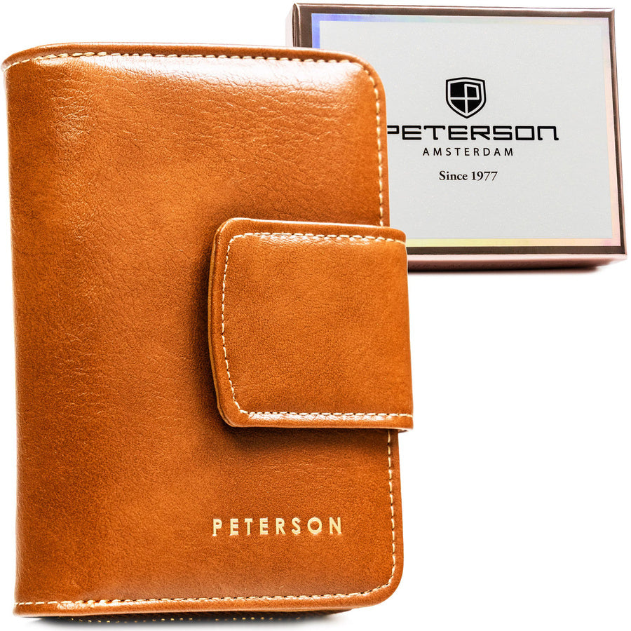 Elegants, brūns sieviešu maciņš no dabīgās ādas ar RFID aizsardzību, „Peterson“ ST28