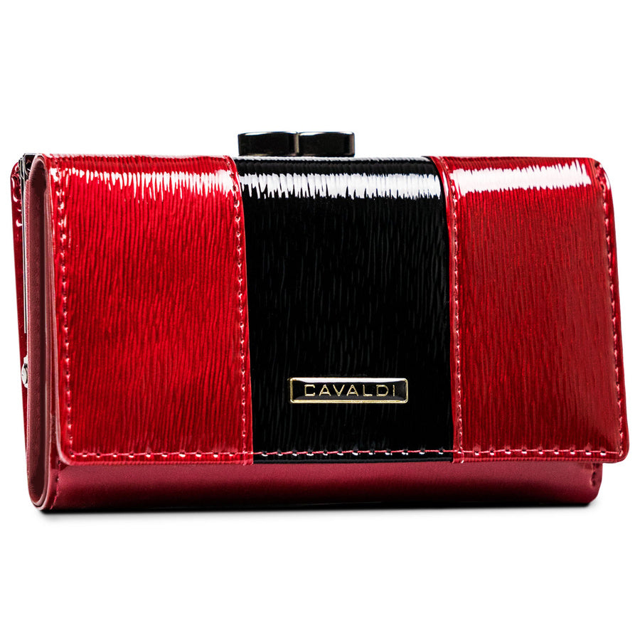 Elegantiška moteriška natūralios odos piniginė 4U Cavaldi su užsegimu, raudona ST81