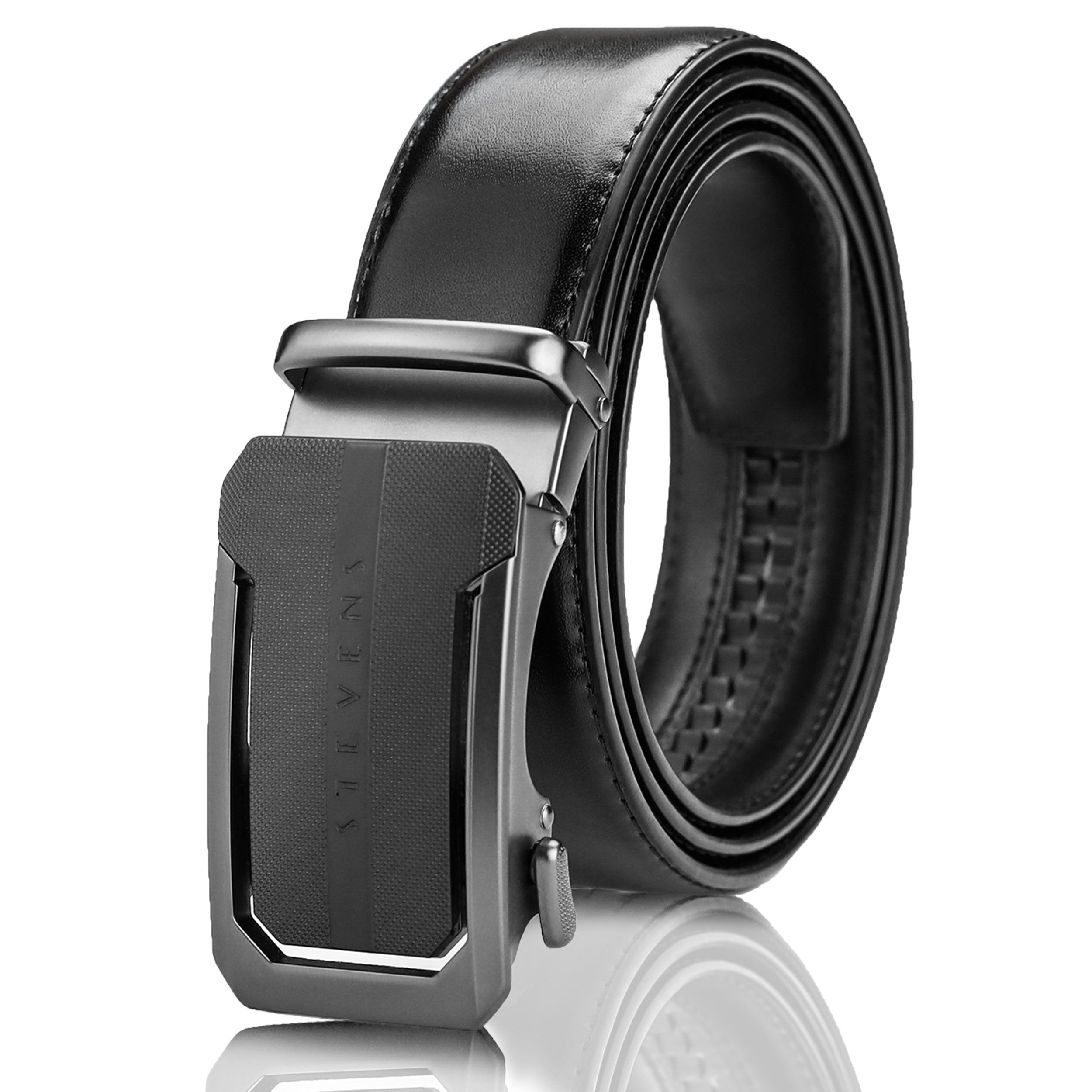 Vīriešu josta Stevens, dabīgā āda, melna, automātiskā sprādze 2501