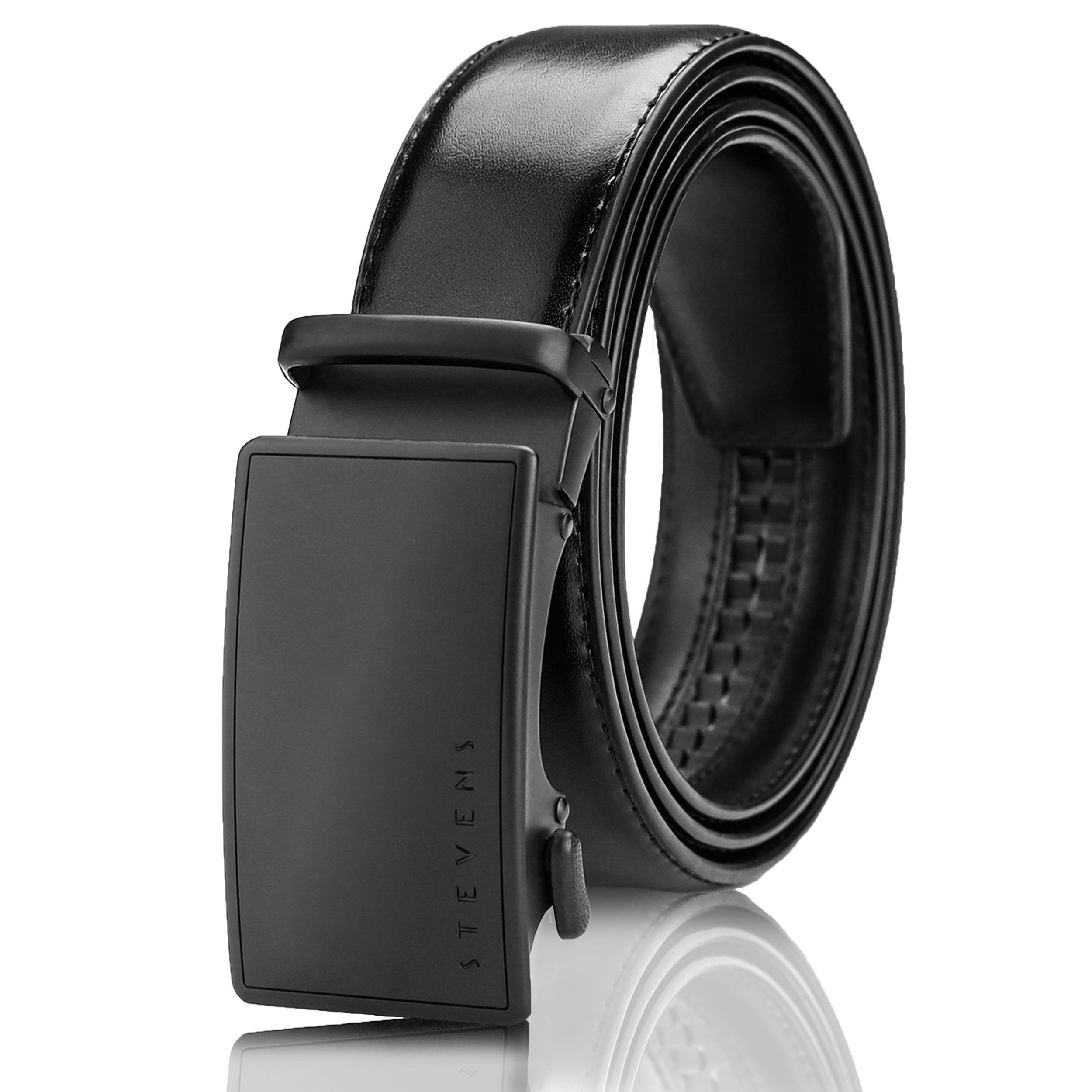 Vīriešu josta Stevens, melna, dabīgā āda, automātiskā sprādze 2502