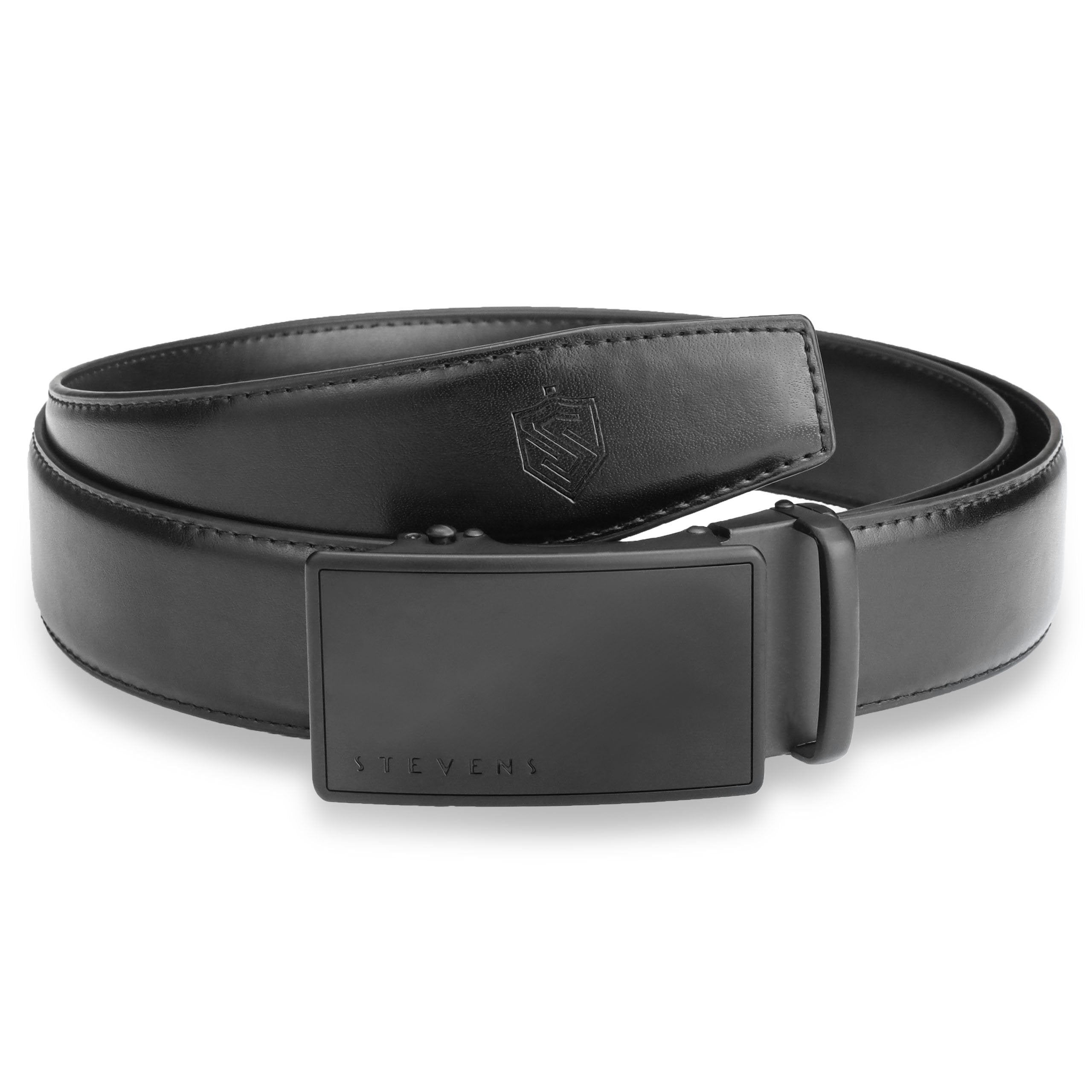 Vīriešu josta Stevens, melna, dabīgā āda, automātiskā sprādze 2502