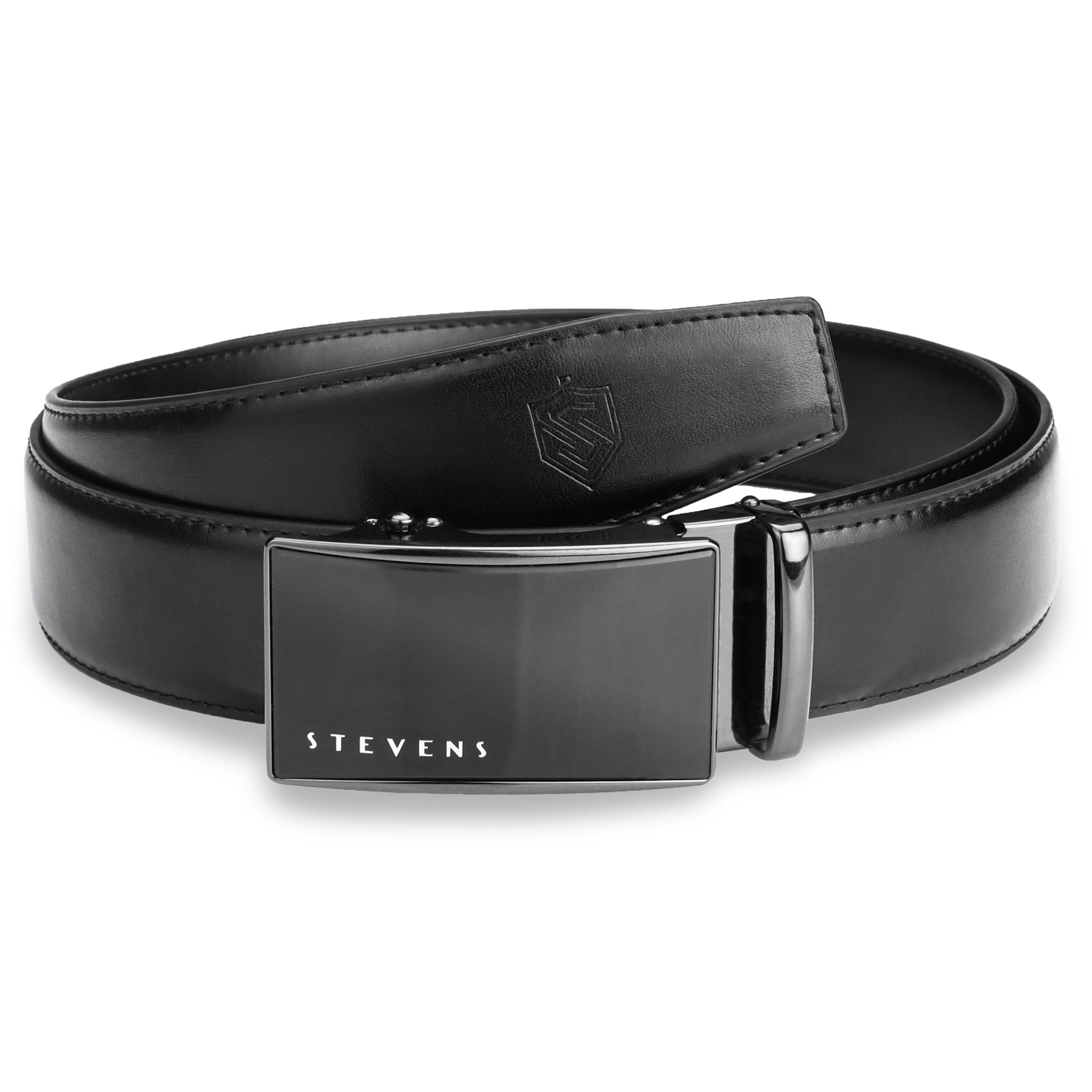 Vīriešu josta Stevens, dabīgā āda, melna, ar automātisko sprādzi 2505