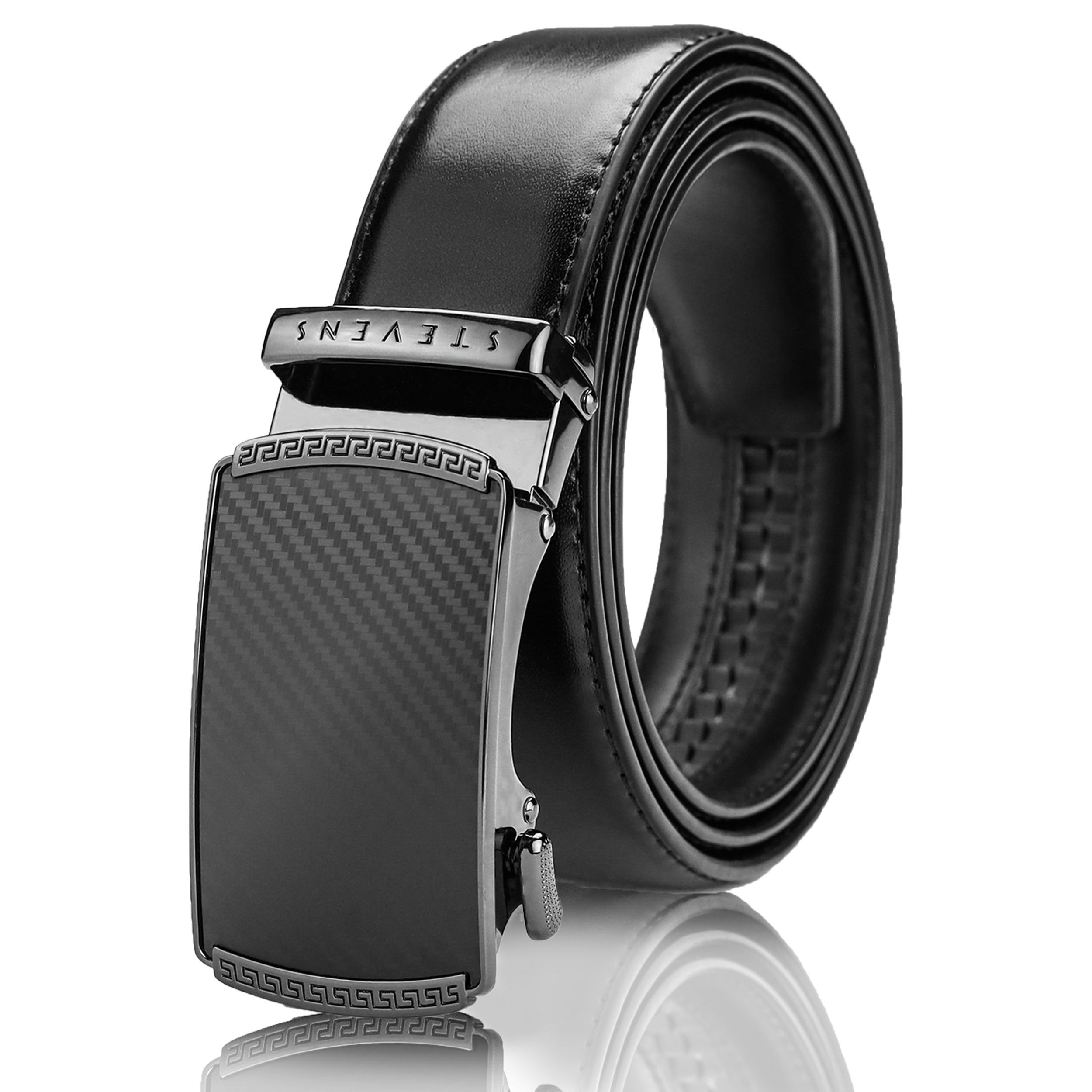 Vīriešu josta Stevens, melna, dabīgā āda, automātiskā sprādze 2507