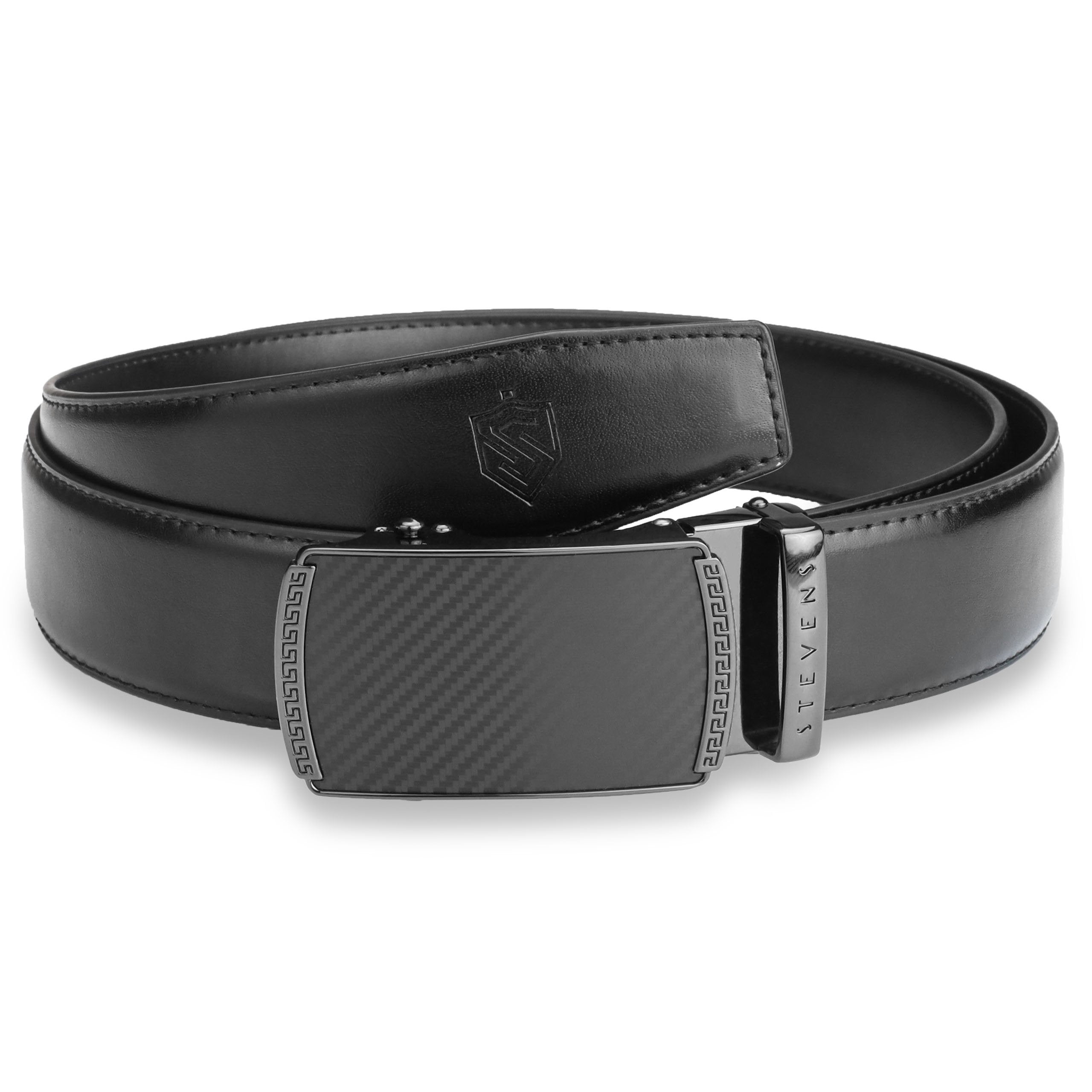 Vīriešu josta Stevens, melna, dabīgā āda, automātiskā sprādze 2507